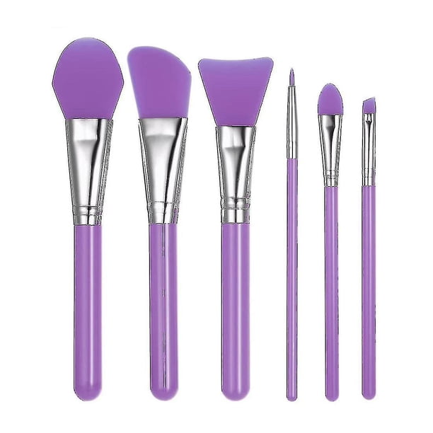 Juego de brochas de maquillaje de silicona morada con paquete de plástico Hle Dt6541 (hy)