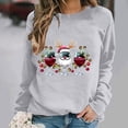 thumbnail image 3 of asdoklhq Festive Long Sleeve Pullover Women's Round Neck Christmas Printed Sweatshirt Long Sleeved Top Sweatshirt Gray XS, 3 of 7