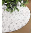 thumbnail image 3 of Christmas Tree Skirt 48 inches Xmas White Tree Skirts Snowflake Embroidery for Christmas Decorations Holiday Party(Silvery), 3 of 7