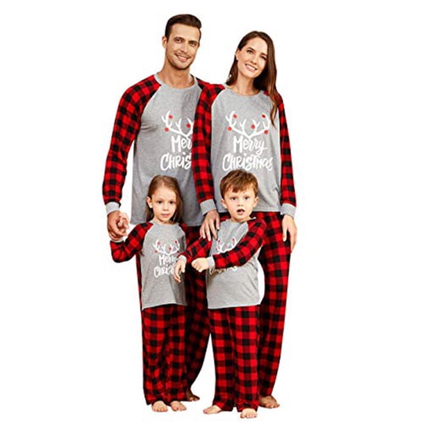 Conjunto De Pijamas Navideños Para Padres E Hijos Trajes Familiares A Juego A Cuadros (Papá M) Tmvgtek Bebé