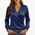 thumbnail image 2 of Aezemi Women Wrap Work Shirts Pleated V Neck Dressy Long Sleeve Office Fashion Blouses Womens Spring Fall Business Casual Comfy Tops M, 2 of 9