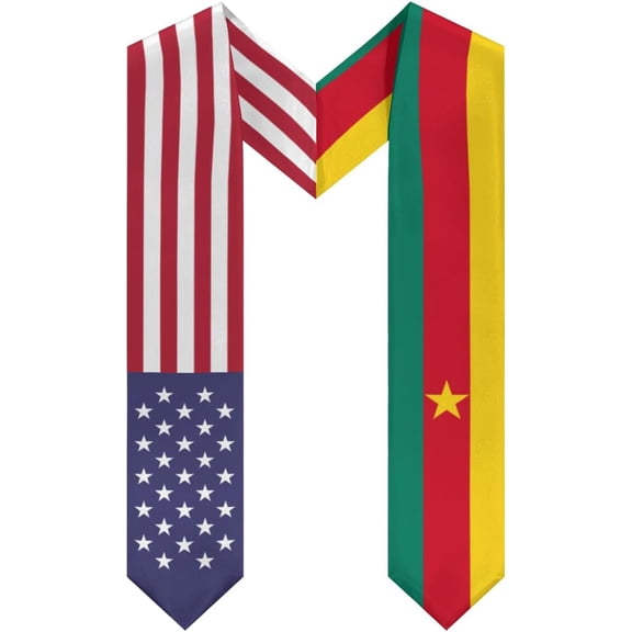 Cameroon Mix United States Flag Graduation Stole Sash For Study Aboard International Students