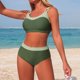 thumbnail image 4 of Trajes de baño Tankini Amzcrzy para mujer , moda, sin mangas, patchwork, traje de baño push-up, traje de baño acolchado, blusa, pantalones, cuello en V, nudo frontal, conjuntos de dos piezas, 4 of 7