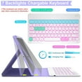 thumbnail image 4 of iPad Keyboard Case for iPad Pro 12.9” 2022/2021/2020 (6th/5th/4th Gen), Built-in Pencil Charging Holder 7-Color Backlit Wireless BT Magnetic Keyboard Auto Sleep/Wake Function-Purple, 4 of 6