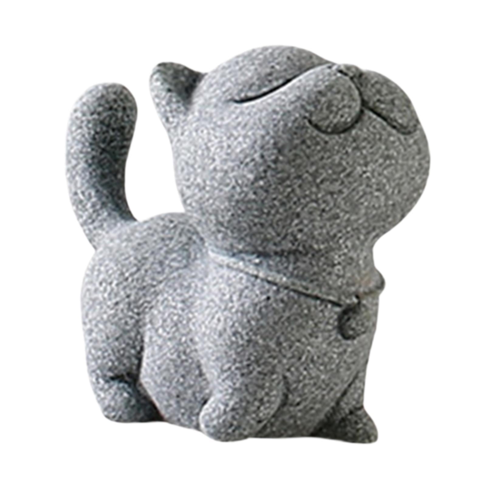 Tongina Statue Stone Tea Pet Animal Decor Adorable Desktop Ornament Unique Versatile Garden Art Sculpture Miniature Figurine Tsundere Cat