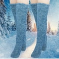 thumbnail image 2 of SHTXOZHI 2 Pairs Womens Fuzzy Thigh High Socks Long Leg Warmers Winter Sleeping Boot Socks, 2 of 3