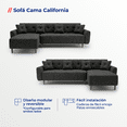 thumbnail image 4 of LASE Muebles Sala Esquinera En L Sofá Cama Reclinable 3 En 1 • California Onix, 4 of 6
