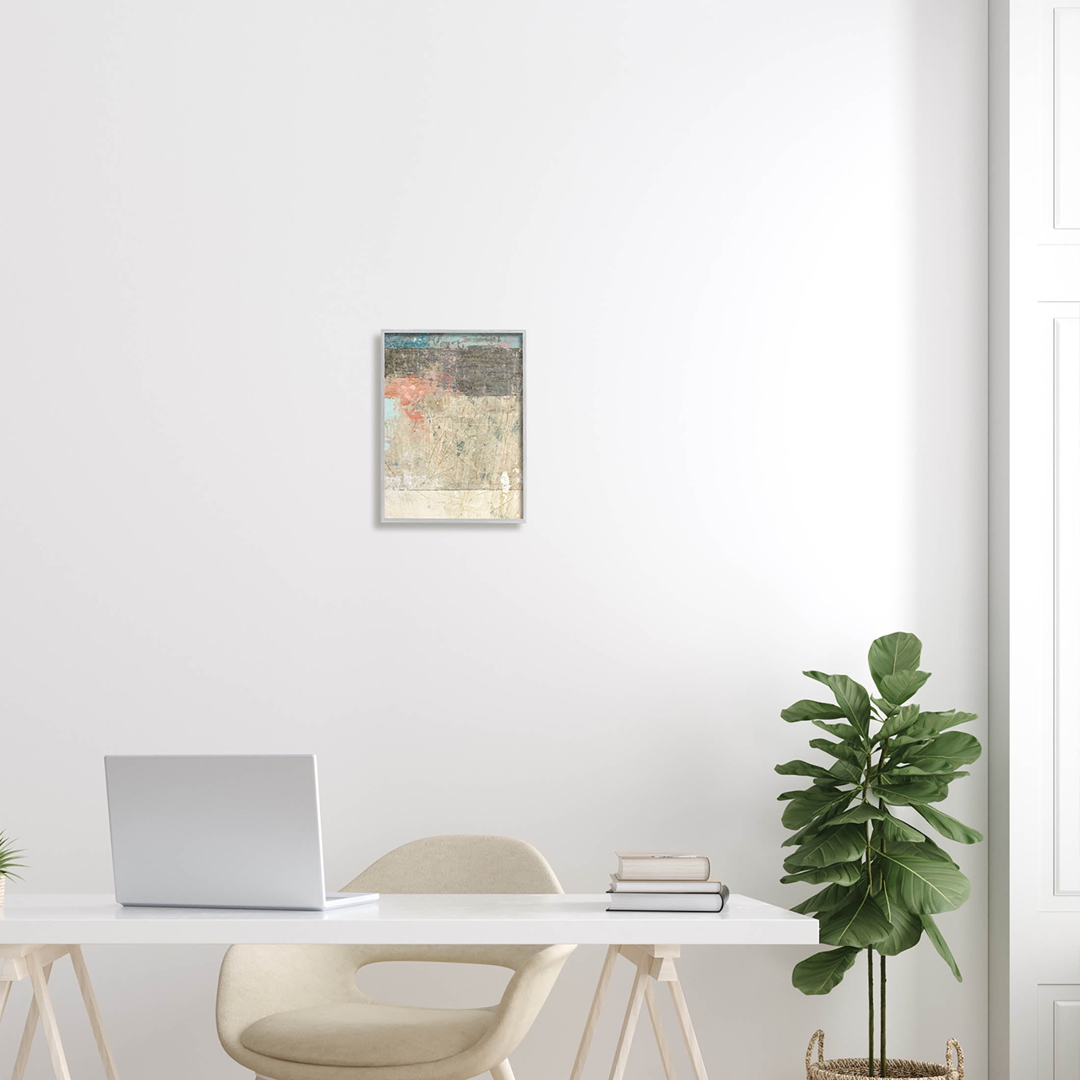 Stupell Industries Urban Layered Abstract Collage Painting Gray Framed Art Print Wall Art, Design by Suzanne Nicoll