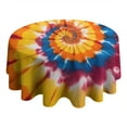 thumbnail image 4 of Colorful Rainbow Tie Dye Spiral Pattern Round Tablecloth 60"x60",Wrinkle Wipeable Table Cloth for Kitchen Dining Room Picnic Patio Party, 4 of 6