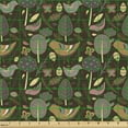 thumbnail image 2 of Ambesonne Forest Fabric by the Yard Upholstery, Wild Woodland Trees Birds, 5 Yards, Green Brown Grey, 2 of 5