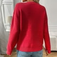 thumbnail image 7 of EchfiProm Y2k Women Sweaters Pullover Red Relaxed Fit Solid Bow Long Sleeve Knit Crew Neck Sweater Top S, 7 of 7