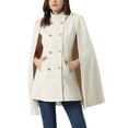 thumbnail image 1 of Abrigo de capa de doble botonadura con mangas abiertas Inspire Chic para mujer, invierno, talla XS, color beige, 1 of 6
