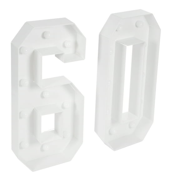 LED Lighted 60 Numbers – Battery Operated, Pre-Cut Design, Perfect for Party Decorations and Backdrops