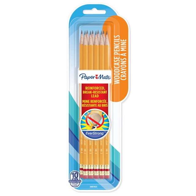 Crayons Paper Mate EverStrong n° 2, crayons à mine renforcée, non cassante pendant l’écriture, 10 unités