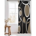 thumbnail image 3 of Sheer Curtains 84 Inches Long, Black Brown Semi Sheer Curtains Light Filtering Window Treatment, White Circle Modern Minimalist Geometric Privacy Voile Drapes for Living Room Bedroom 52x84 Inch, 3 of 7