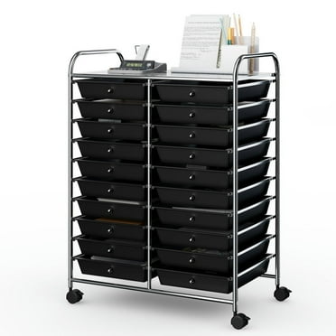 Spaco 20 Drawers Storage Rolling Cart Studio Organizer-Black, Craft Organizers and Storage, Multipurpose Organizer Cart for Home, Office, School