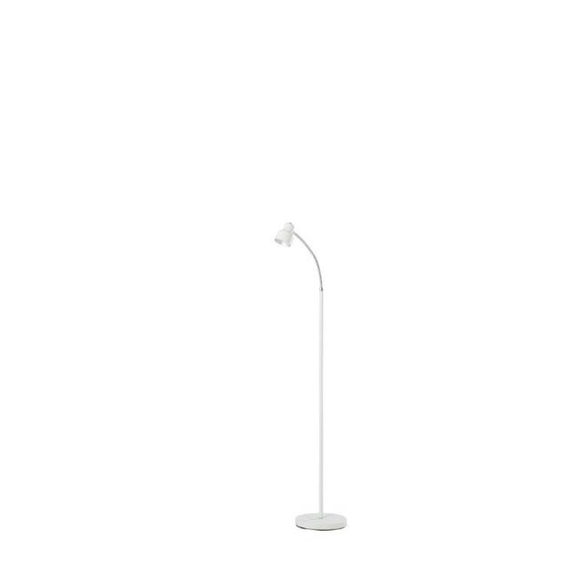 48 in. Landri LED Gooseneck Satin White Mini Reading Floor Lamp