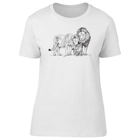 Sketch Of A Family Of Lions T-Shirt Women -Image by Shutterstock, Female x-Large
