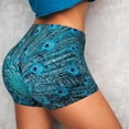 thumbnail image 4 of Fotbe Beautiful Blue Peacock Seamless Shorts, Womens Workout Shorts High Waist Stretch Booty Short for Gym/Yoga/Running/Biking-Large, 4 of 9