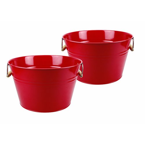 Set Of 2 Metal Red Party Tub