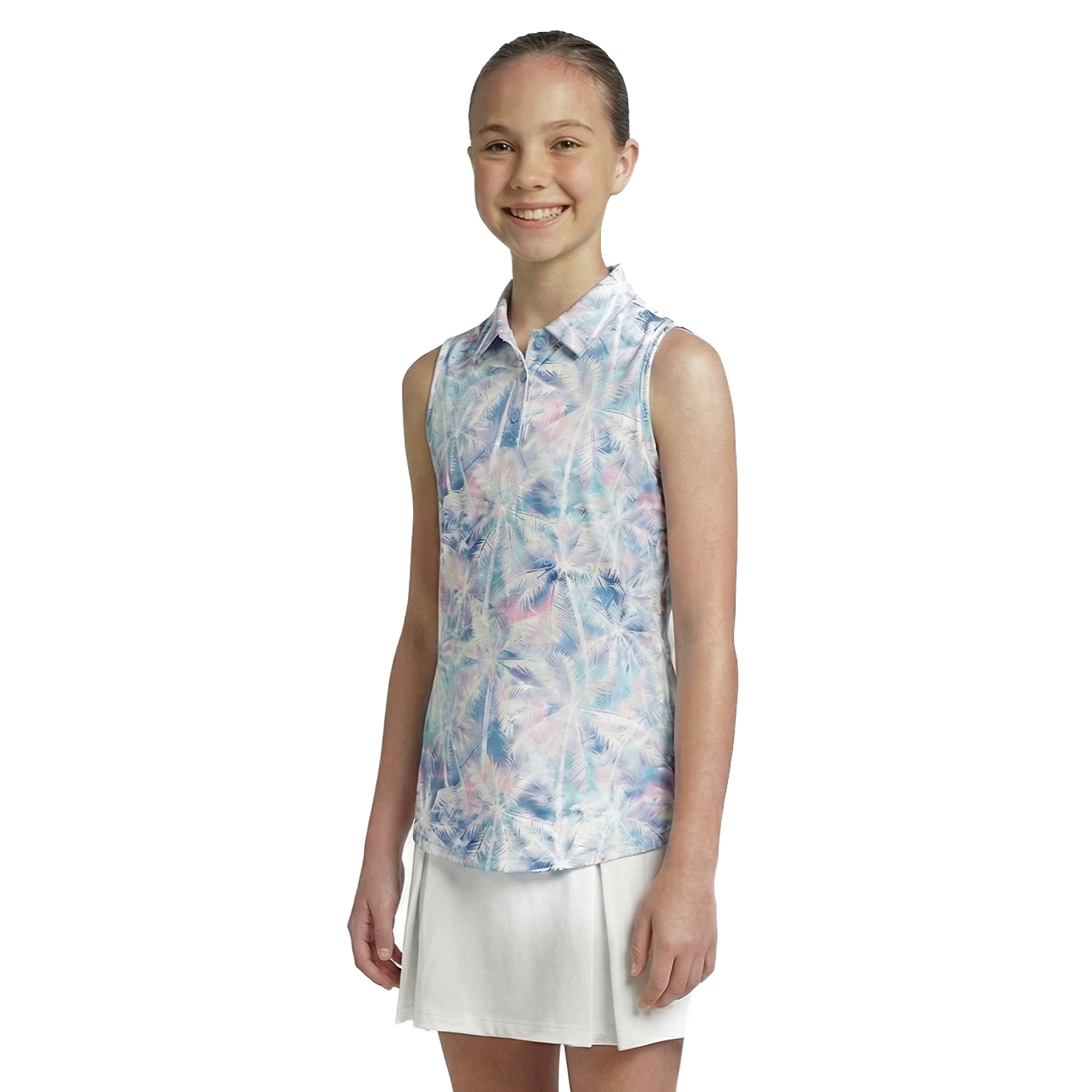 Birdie Bound Girls Tie Dye Tropical Polo Shirt, Sizes 4-16