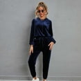 thumbnail image 2 of Women's 2 Piece Gold Velvet Outfits Casual Solid Long Sleeve Hooded Sweatshirt and Drawstring Pants Sets Tracksuit, 2 of 7