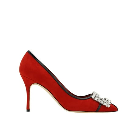 Manolo Blahnik Woman Tuberian 90 Suede Pumps Red Sizes IT 34-50 2/3