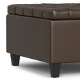 thumbnail image 3 of Simpli Home Harrison 30 inch Wide Transitional Square Small Coffee Table Storage Ottoman in Chocolate Brown Vegan Faux Leather, 3 of 15