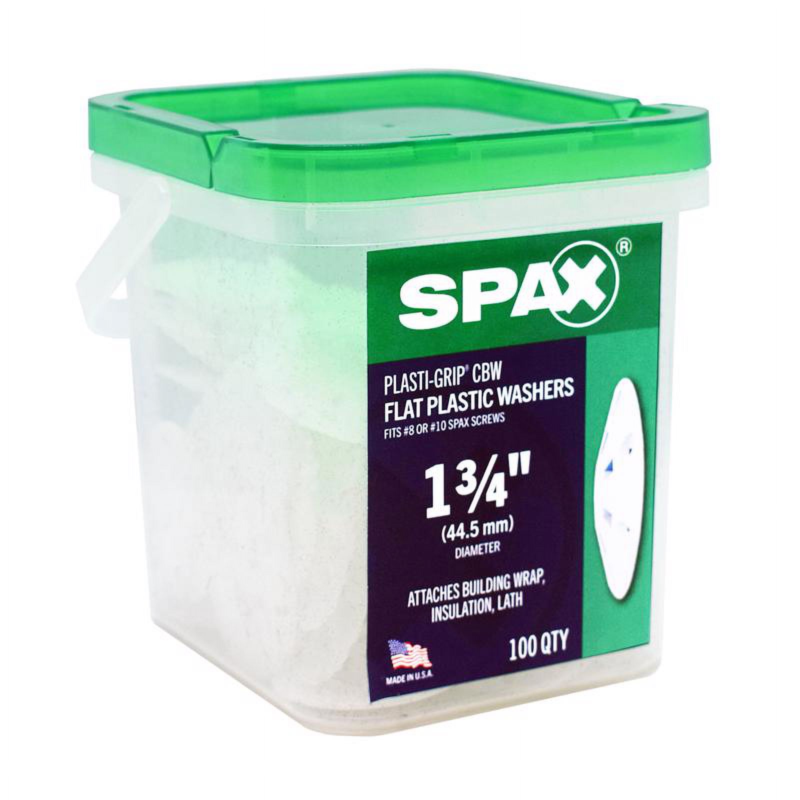 Spax 5042018 1.75 in. Plasti-Grip Polypropylene Flat Washer - Pack of 100