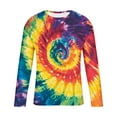 thumbnail image 5 of ZCFZJW Mens Long Sleeve Bleached T-Shirts Casual Tie Dye Print Crewneck Pullover Sweatshirts Loose Lightweight Comfy Graphic Athletic Tees Tops Dark Blue#02 XL, 5 of 5