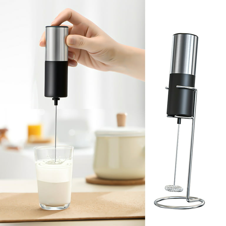 Powerful Handheld Milk Frother, Mini Milk Foamer, Battery Operated (Not  included) Stainless Steel Drink Mixer with Frother Stand for Coffee,  Lattes, Cappuccino, Frappe, Matcha, Hot Chocolate. 