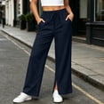 thumbnail image 4 of Gytharion Women's Straight Leg Sweatpants High Waist Side Slit Lounge Pants Elastic Waist Relaxed Fit Casual Pants with Pockets for Travel, 4 of 8