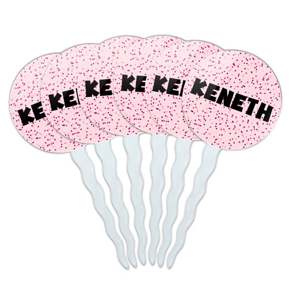 Keneth Cupcake Picks Toppers - Set of 6 - Pink Speckles