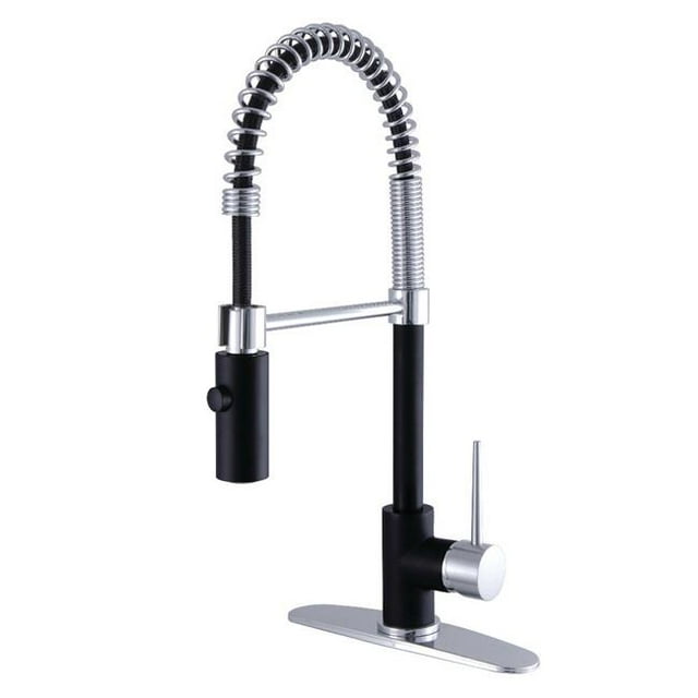 Gourmetier LS8777NYL New York Robinet de Cuisine Pré-Rinçage à une Poignée - Chrome Poli et Noir Mat