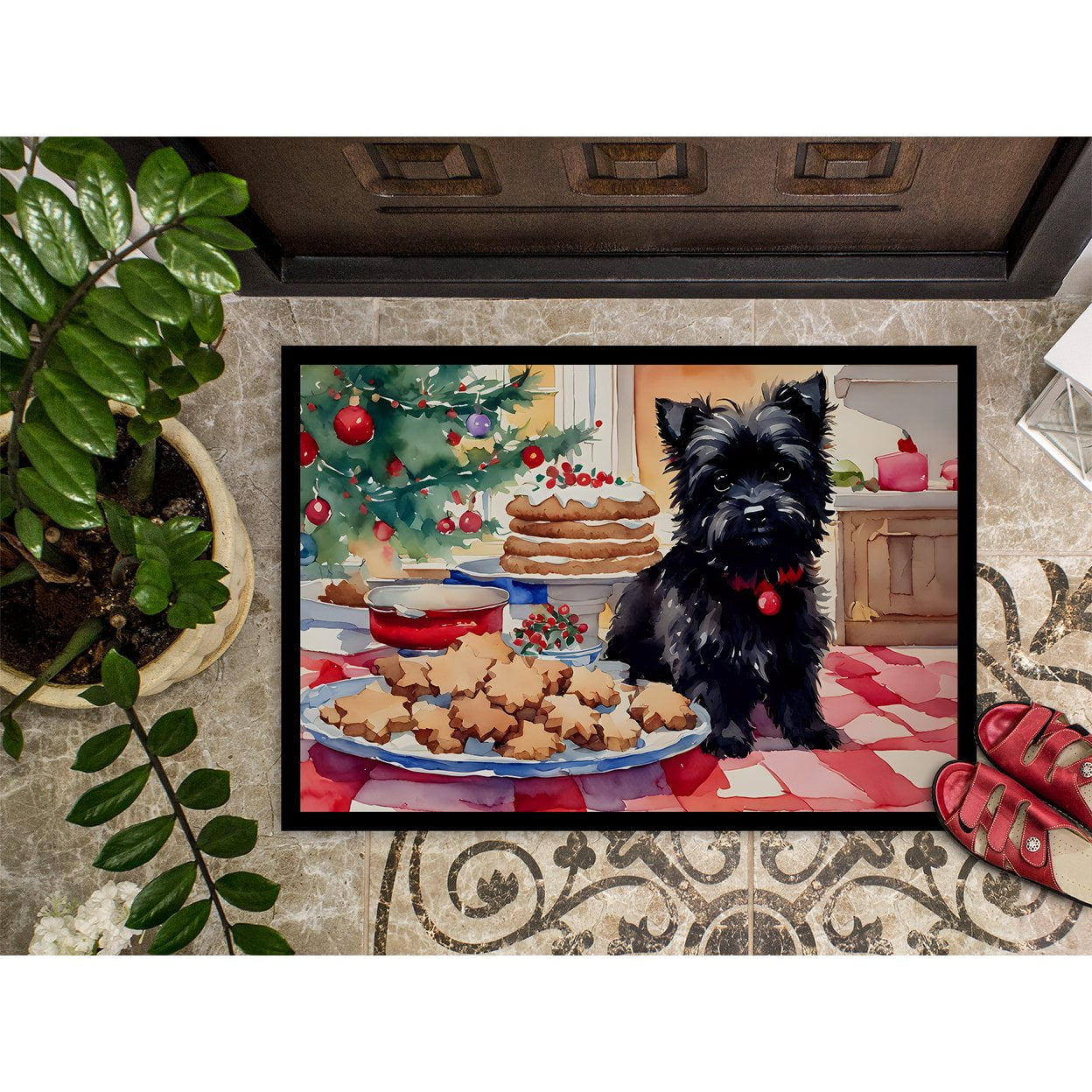 Carolines Treasures DAC3756MAT 18 x 27 in. Unisex Cairn Terrier Christmas Cookies Doormat