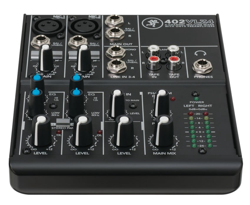 New Mackie 402VLZ4 4-channel Compact Analog Low-Noise Mixer + (2) XLR Cables