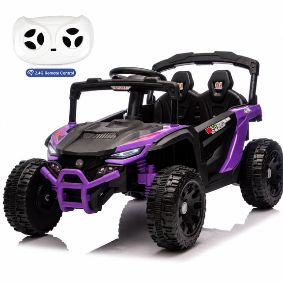 24V Kids Powered Ride On UTV, Electric Ride On Car for Kids Ages 3-5 with Remote, Bluetooth, LED Lights, 4-Wheel Suspension, Purple