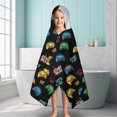 thumbnail image 6 of Multicolor Controllers Games Text Black Pattern Hooded Bath Towel，60"x35" for Ages 3 To 12 Kids, Quick Dry Lightweight Soft Microfiber Hood Beach Towel Cover Up for Kids, 6 of 7
