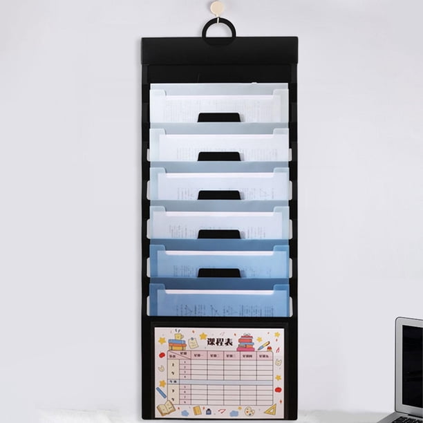Organizador de archivos de pared colgante con 6 bolsillos que se expanden para el aula de eficiencia azul