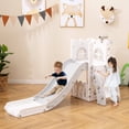 thumbnail image 4 of Costway 6 in 1 L-shaped Toddle Slide for Toddlers Age 1-3 Baby Slide with Basketball Hoop Gray + White, 4 of 9