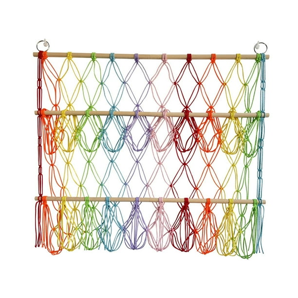 Hamaca de macramé suave para colgar juguetes de peluche, organizador de red para animales de peluche, hamaca colgante de mano colorido