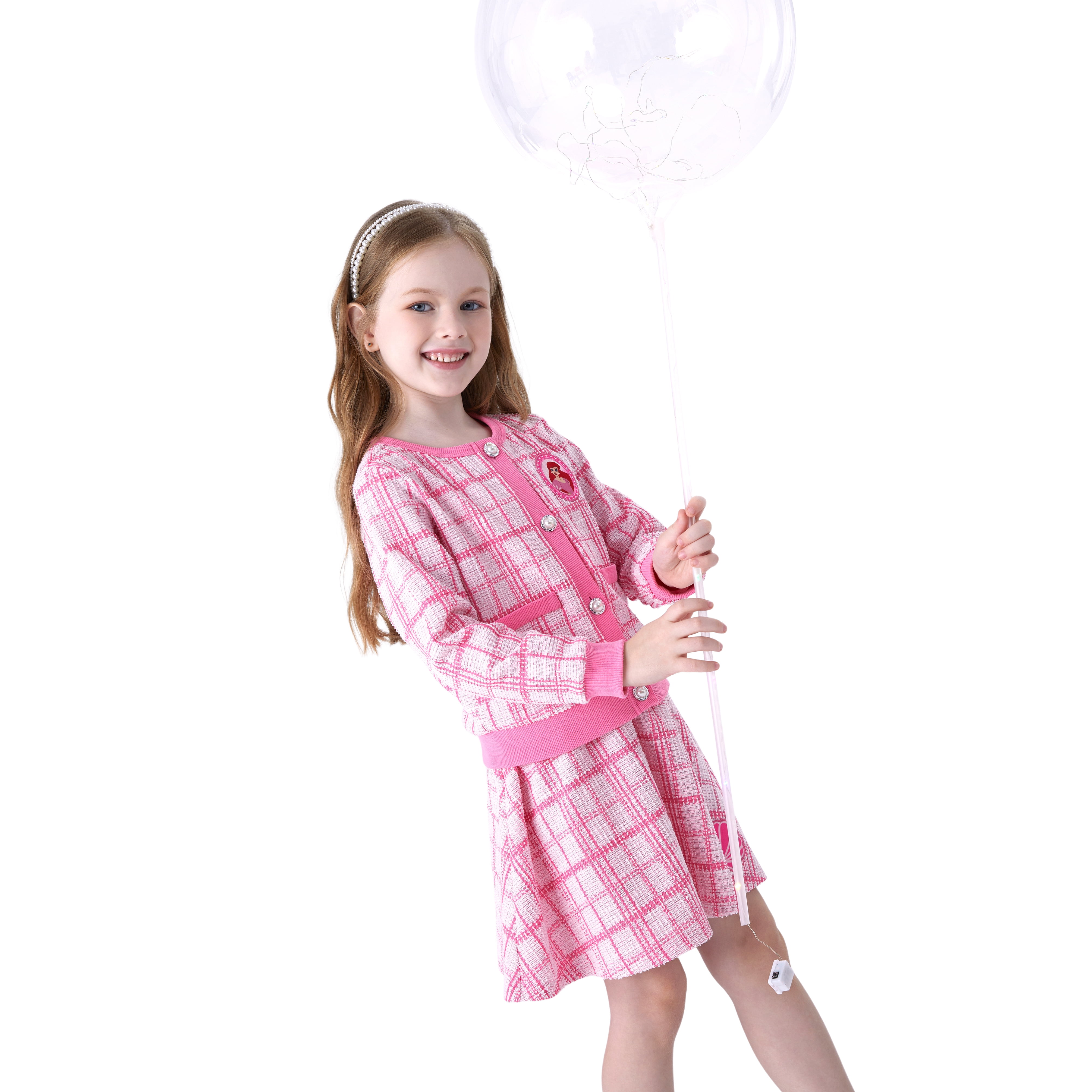 Disney Princess Ariel Girls Dresses Sets Preppy Plaid Tweed Jackets and Skirts 2 Pieces Sizes 2-6