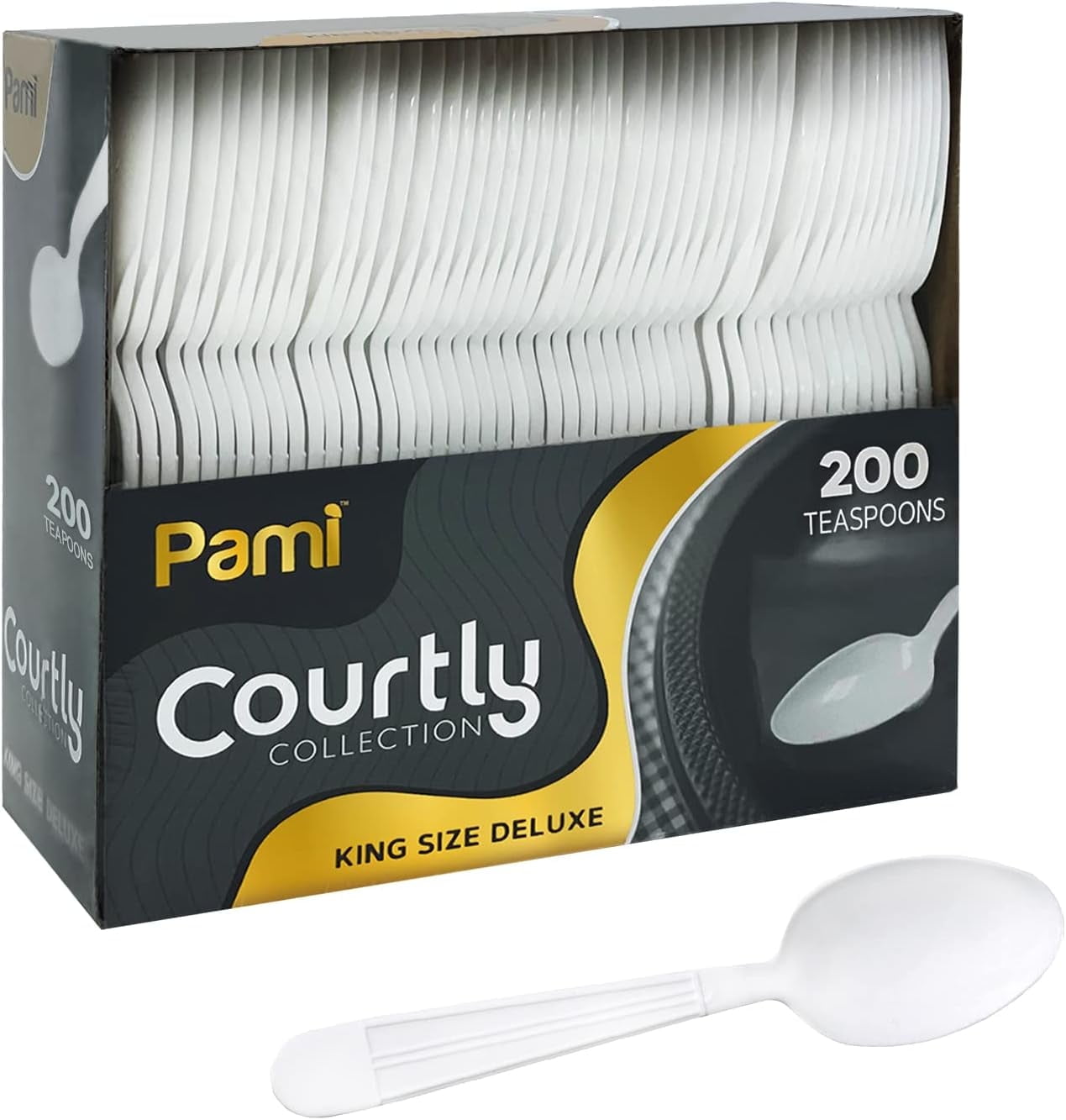 PAMI Heavy Duty Disposable White Plastic Teaspoons, 200 Pack photo 1