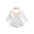 thumbnail image 1 of FAROOT Baby Girls 2Pcs Fall Outfits, Floral Lace Tutu Romper with Headband, 1 of 6