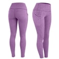 thumbnail image 5 of Workout Leggings with Pocket Womens High Waisted Plus Size Stretch Fitness Yoga Ankle Length Gym Pants (L, Purple), 5 of 8