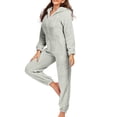 thumbnail image 5 of UQJfacai Womens Fleece Onesies Pajamas Jumpsuit Warm Sherpa Romper Sleepwear One Piece Zipper Cat Ear Hooded Playsuit Loungewear, 5 of 9