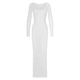 thumbnail image 4 of VISgogo Mujer Vestido Primavera, Manga Larga Color Liso Cuello Cuadrado Vestido Ajustado, Damas Otoño/Invierno Elástico Largo Una Pieza VISgogo  moda, 4 of 5