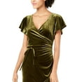 thumbnail image 2 of Lucy Paris Womens Velvet Wrap Dress, Green, X-Small, 2 of 3