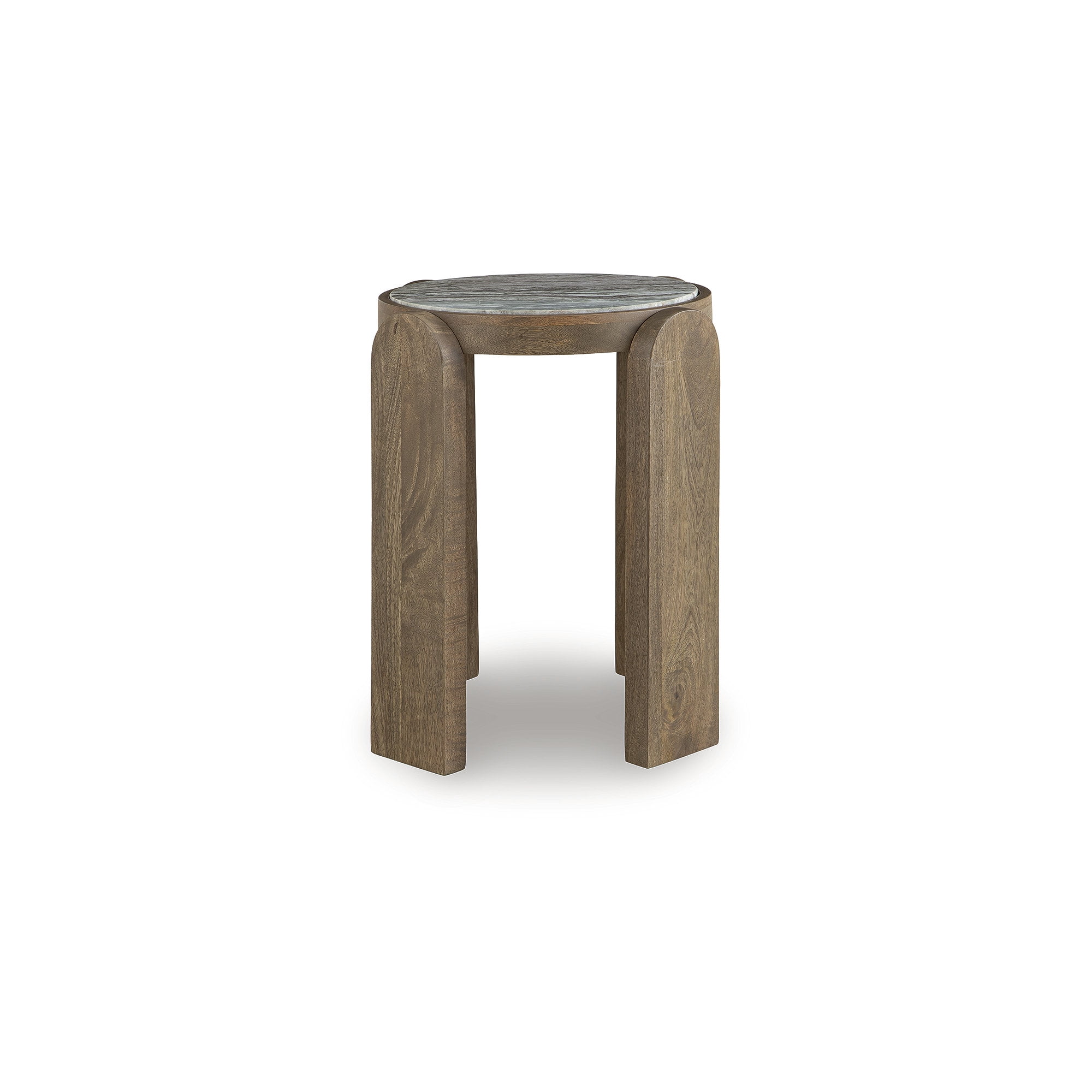 Signature Design by Ashley Gavrilley Accent Table with Natural Marble Top, Light Gray Mango Wood and Arched Leg Design