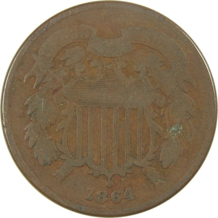 1864 Large Motto Two Cent Piece G Good 2c Coin